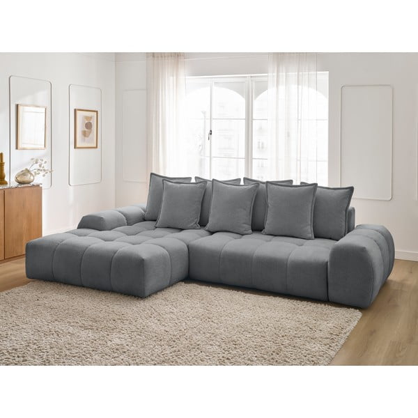 Tumehall šenilldiivanvoodi/panipaigaga nurgadiivan (vasak nurk/diivanvoodiga) Everest - Bobochic Paris-image-1