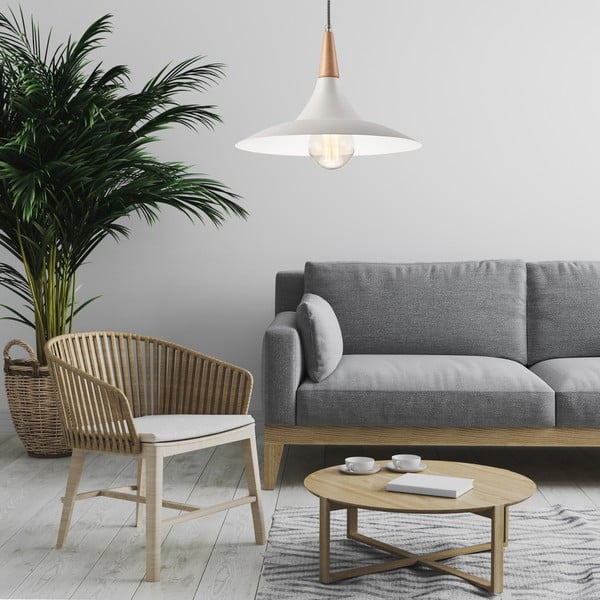 Valge rippvalgusti metallist varjuga ø 30 cm Ufo - LAMKUR-image-1