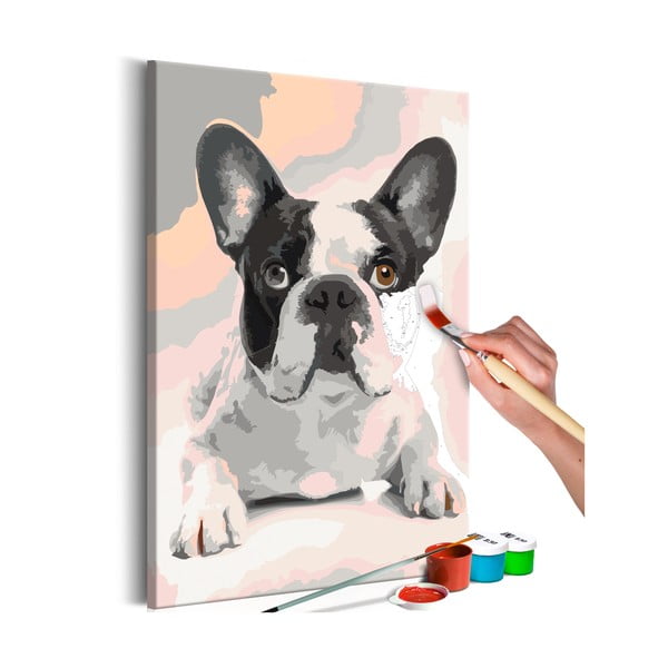 DIY set na tvorbu vlastního obrazu na plátně Artgeist Bulldog, 40 x 60 cm