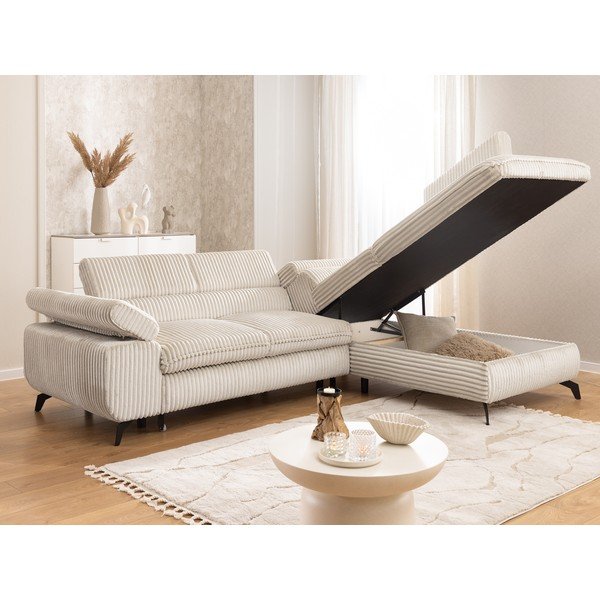 Kreemikas sametist nurgadiivan (parempoolne/L-kujuline) Marbeya - Ropez-image-4