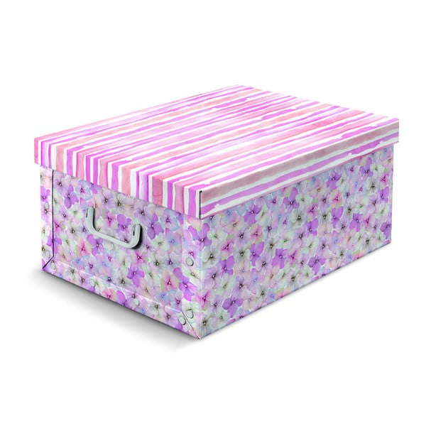 Růžovo-fialová úložná krabice Cosatto Hydrangea, 50 x 40 cm