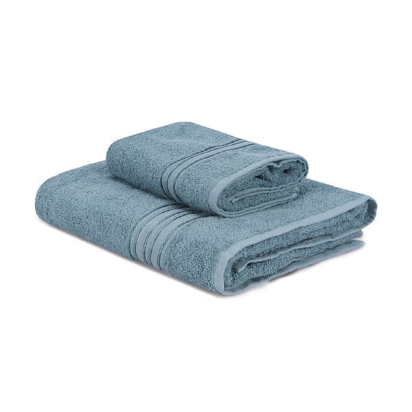 Sinised puuvillased rätikud ja saunalinad 2tk komplektis Dora - Foutastic