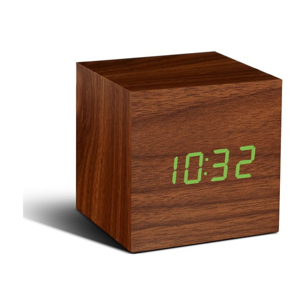 Pruun äratuskell rohelise LED-ekraaniga kella Cube Click - Gingko