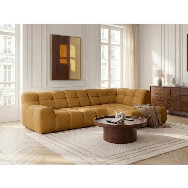Kollane diivanvoodi/elektrilise istmepikendusega nurgadiivan (parem nurk/L-kujuline) Andre - Bobochic Paris-image-4