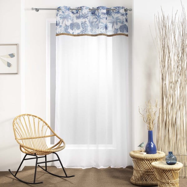 Valge-sinine voile kardin 140x240 cm Amazonia - douceur d'intérieur-image-1