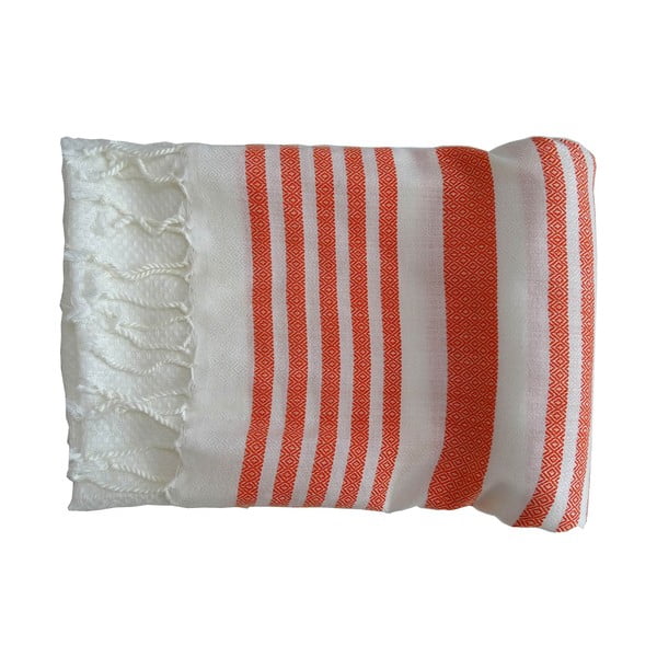 Červeno-bílá ručně tkaná osuška z prémiové bavlny Homemania Petek Hammam, 100 x 180 cm
