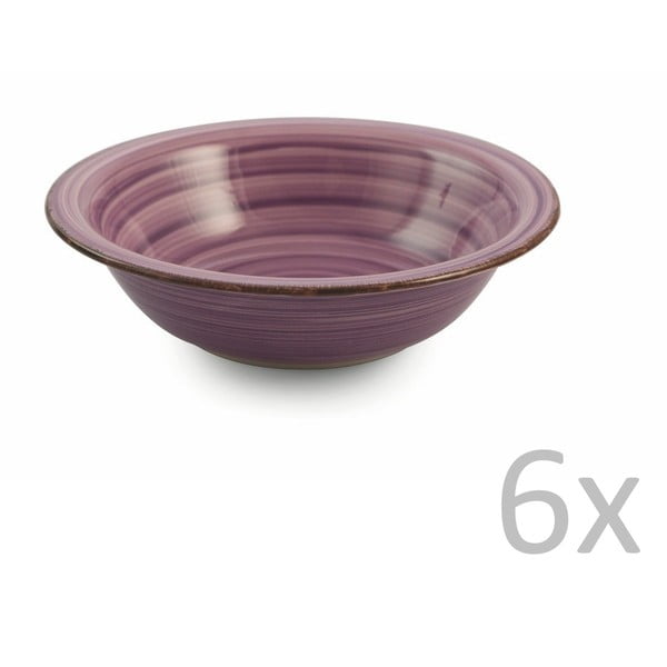 Sada 6 fialových polévkových talířů VDE Tivoli 1996 New Baita, Ø 21,5 cm