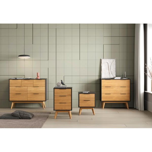 Naturaalset värvi männipuidust öökapp Lavis - Marckeric-image-4