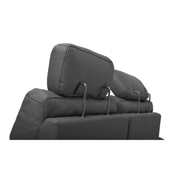 Šedá polohovací kožená dvojmístná pohovka Furnhouse Viktor, šířka 217 cm-image-1