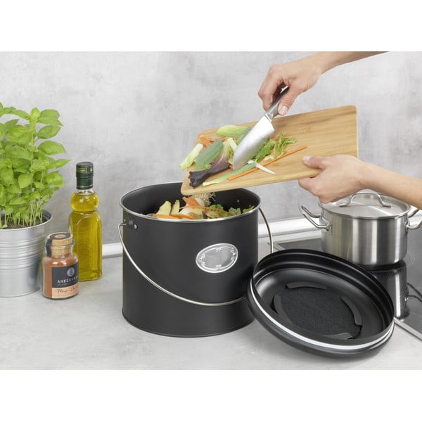 Must kompostitavate jäätmete konteiner 6 l Nero - Wenko-image-2