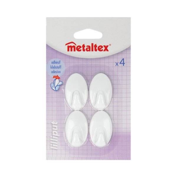 Komplekt 4 valge plastmassist kleepkonksu Greg - Metaltex-image-2