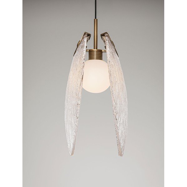 Messingivärvi terasest LED-ripplamp klaasist varjuga Shelina - Nova Luce-image-3