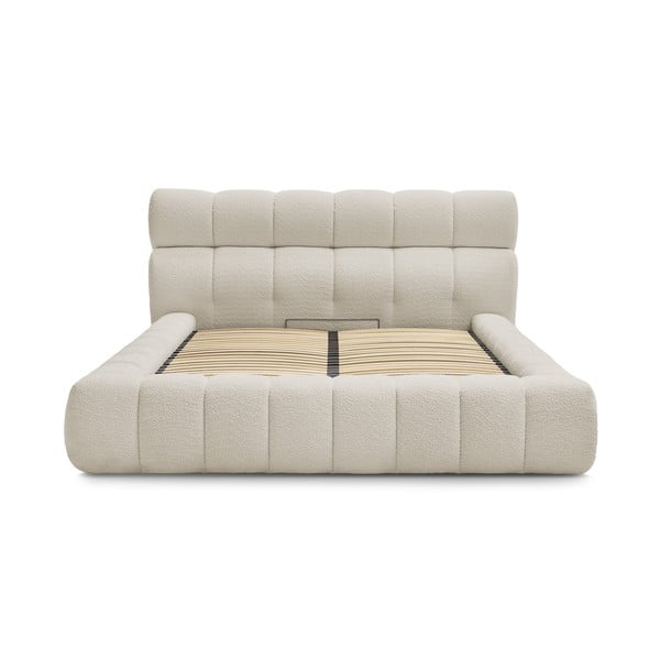 Beež polsterdatud kaheinimesevoodi koos panipaiga ja voodipõhjaga 180x200 cm Mont Blanc - Bobochic Paris-image-2