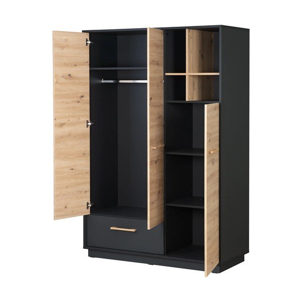 Tammepuidust laste riidekapp antratsiit-puiduvärvi 132x195 cm Lenn - Roba-image-4