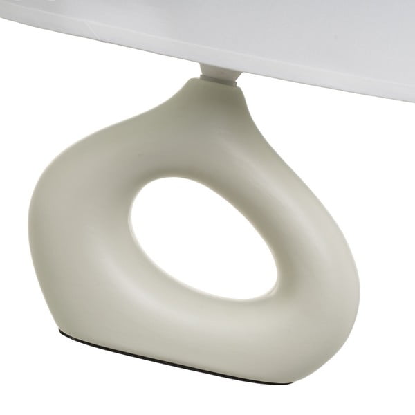 Valge-beež keraamiline lauavalgusti tekstiilist varjuga (kõrgus 30 cm) - Casa Selección-image-3