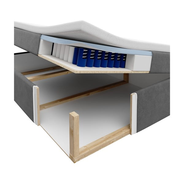 Beež kastipingiga voodi koos hoiualusega 160x200 cm Mimicry - Mazzini Beds-image-2