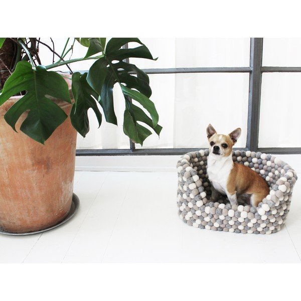Helehall ja valge pallivillane lemmikloomavoodi Ball Pet Basket, 80 x 60 cm - Wooldot-image-2