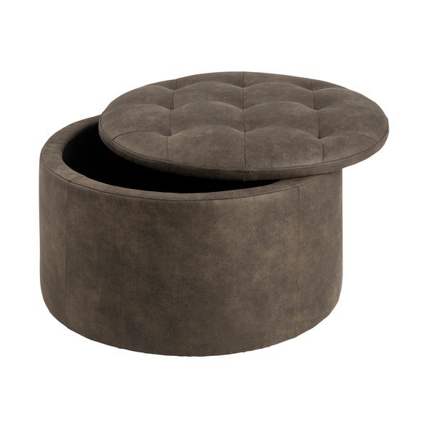 Oliivroheline kunstnahast pouf , ⌀ 60 cm Retina - Actona-image-1