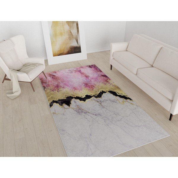 Valge/roosa pestav vaip 50x80 cm - Vitaus-image-1
