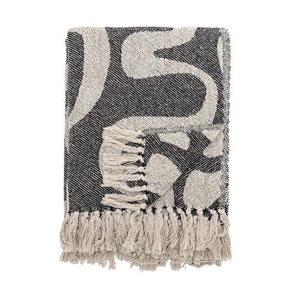 Must/beež taaskasutatud puuvillast tekk 130x160 cm Salobre - Bloomingville-image-3