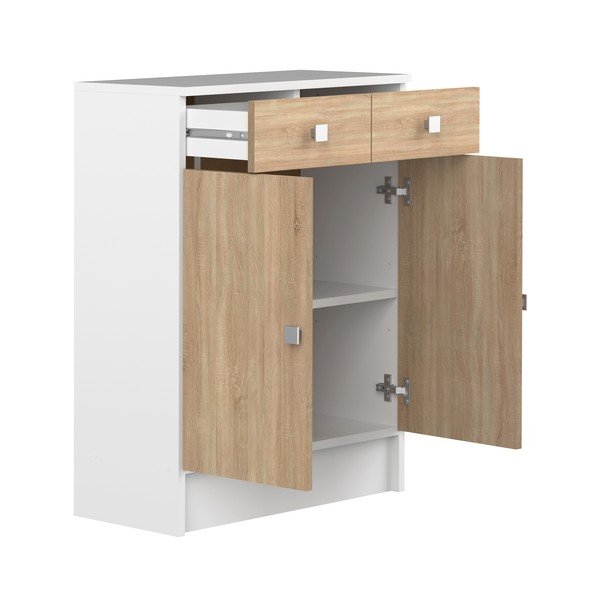 Valge madal vannitoakapp tammepuust 60x82 cm Combi - TemaHome-image-4