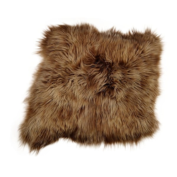 Hnědý kožešinový koberec s dlouhým chlupem Arctic Fur Becky, 90 x 80 cm