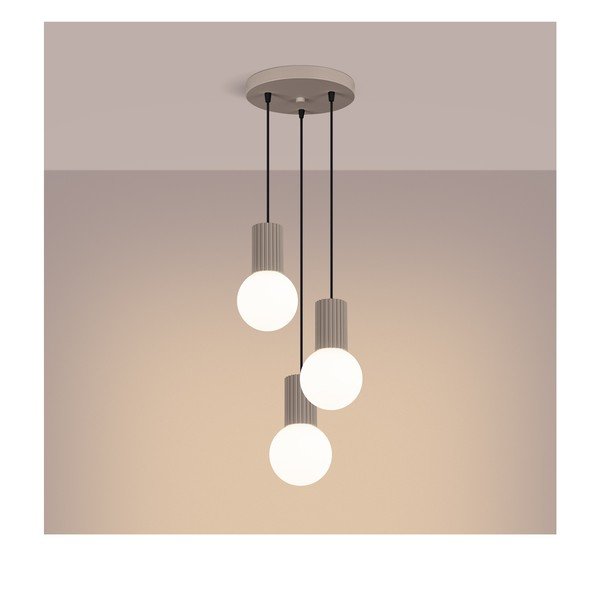 Taupe rippvalgusti klaasist varjuga ø 25 cm Orbital - Sollux-image-4