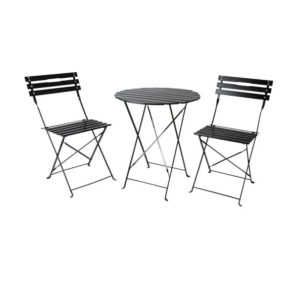 Zahradní posezení (stolek, 2 židle), černé