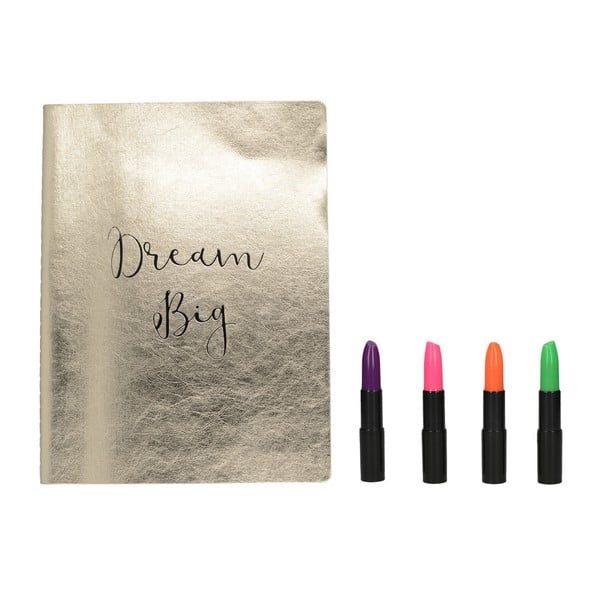 Set zápisníku a 4 zvýrazňovačů Creative Tops Dream Big