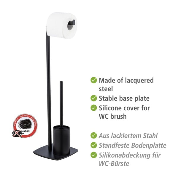 Terasest tualettpaberi hoidja koos harjaga Iria - Wenko-image-4