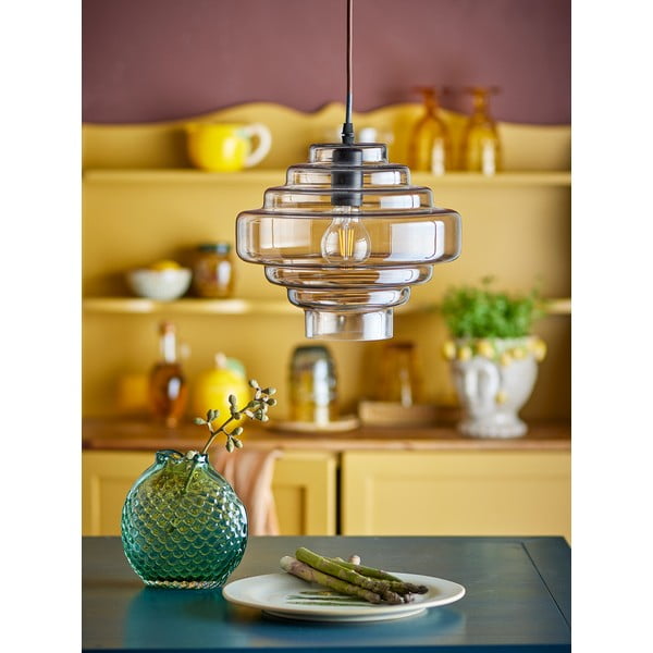 Pruun rippvalgusti klaasist varjuga ø 27 cm Ilua - Bloomingville-image-1