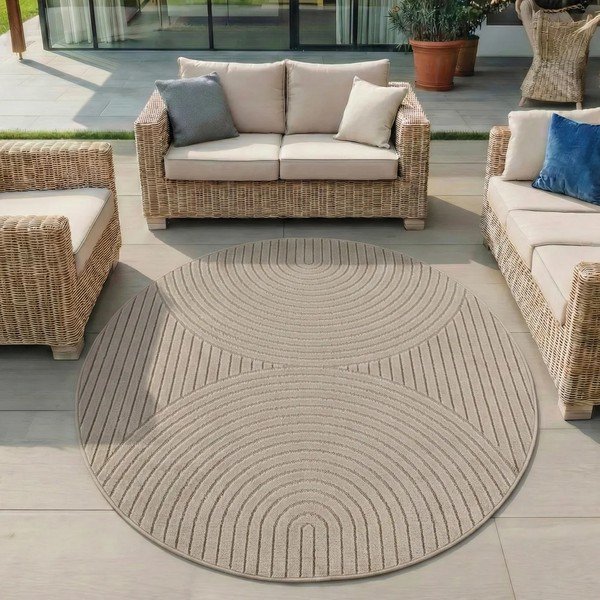 Beež ümmargune sise- ja õuevaip ø 120 cm Nova - Ayyildiz Carpets-image-1