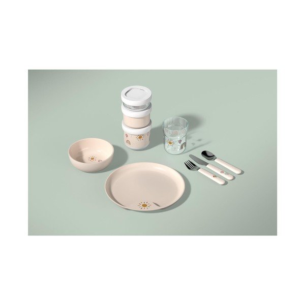 Helerohelised plastmassist laste suupistekarbid 3-osalise komplektiga Little Farm - Mepal-image-2