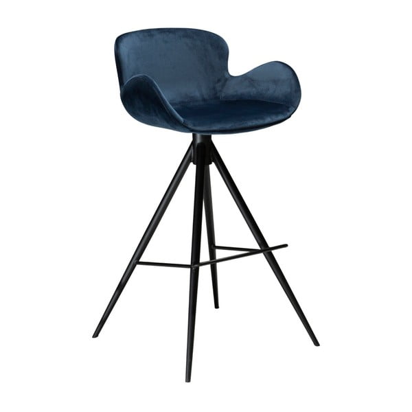 Tmavě modrá barová židle DAN–FORM Denmark Gaia Velvet, výška 98 cm