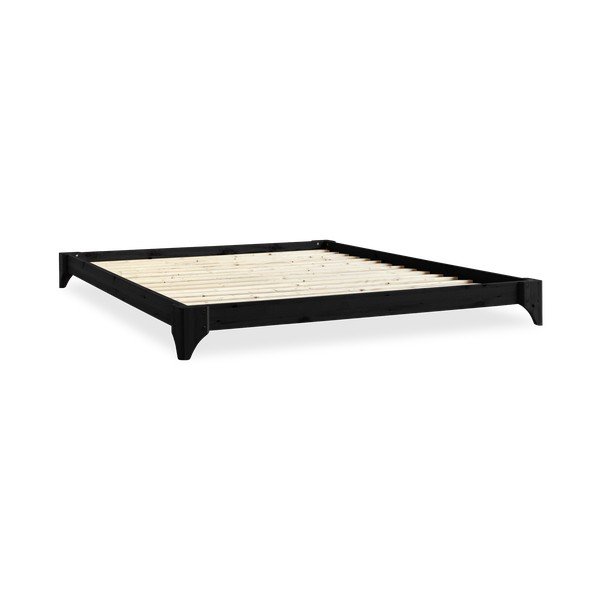 Dvoulůžková postel z borovicového dřeva s matrací Karup Design Elan Comfort Mat Black/Black, 160 x 200 cm-image-3