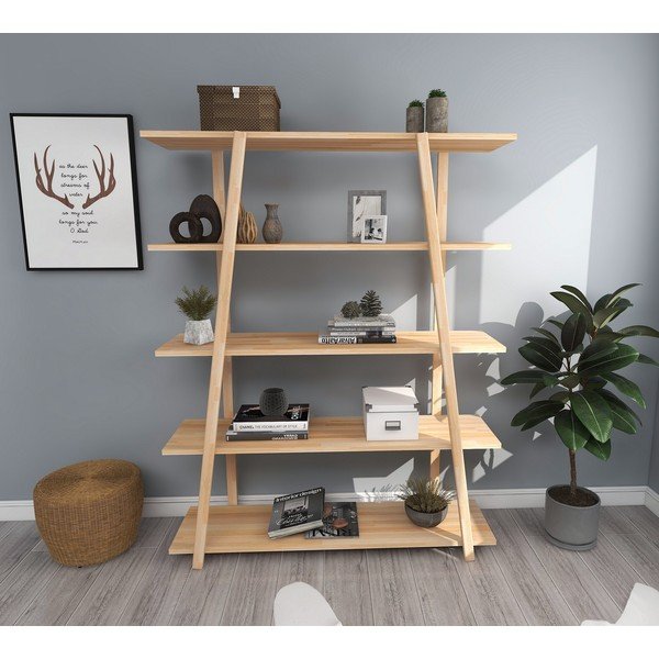 Naturaalset värvi männipuidust raamaturiiul 115x145 cm Soft - Kalune Design-image-2