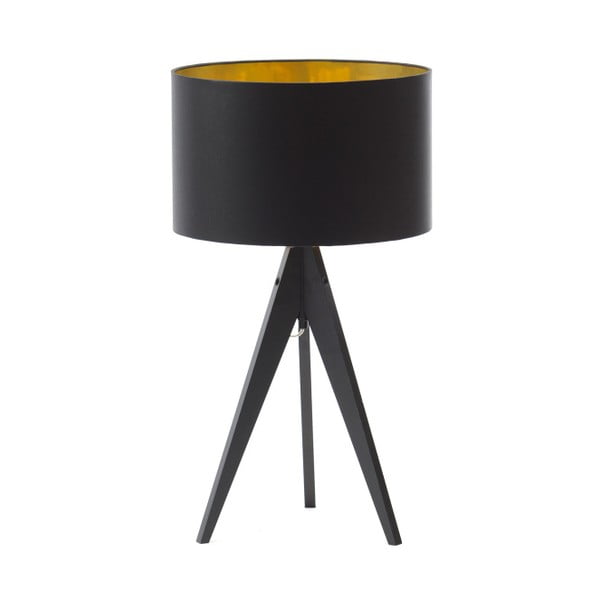 Černo-zlatá stolní lampa 4room Artist, černá lakovaná bříza, Ø 33 cm