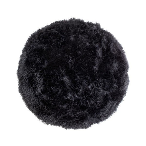 Černý koberec z ovčí kožešiny Royal Dream Zealand, ⌀ 70 cm