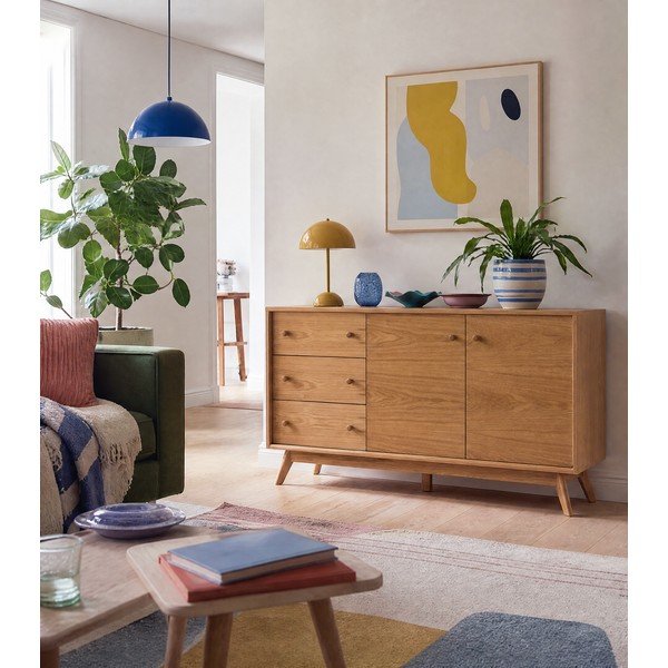 Tammedekooriga madal kummut 149x75 cm Kensal - Woodman-image-3