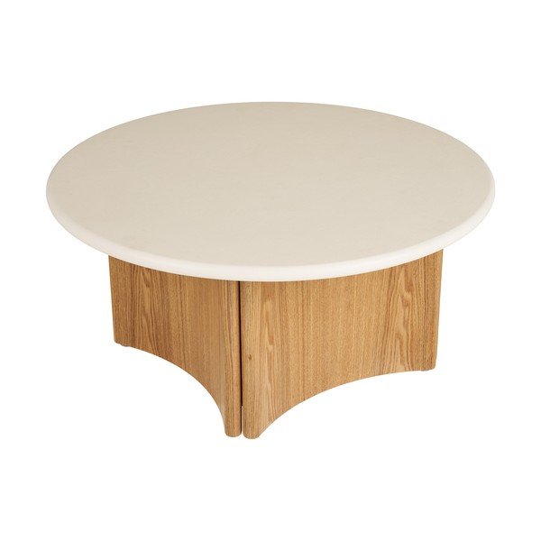 Valge/naturaalne ümmargune kohvilaud betoonist pealispinnaga ø 80 cm Motril - House Nordic