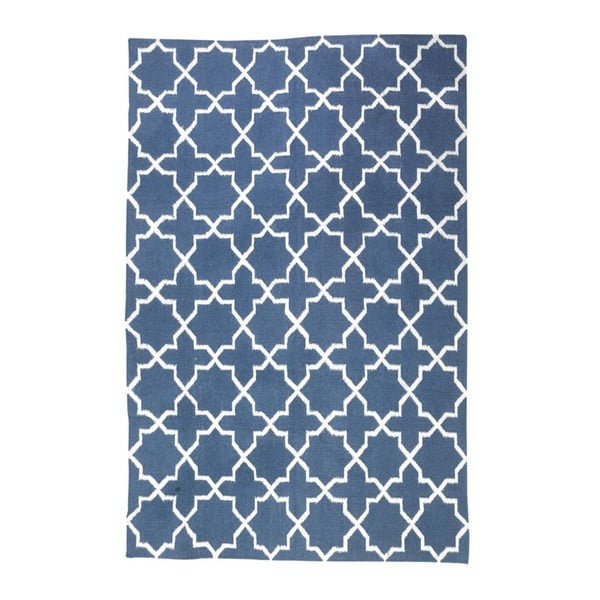 Vlněný koberec Geometry Grey Blue & White, 160x230 cm