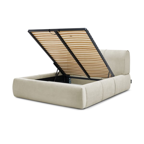 Beež polsterdatud kaheinimesevoodi koos voodipõhjaga 160x200 cm Vernon - Bobochic Paris-image-4