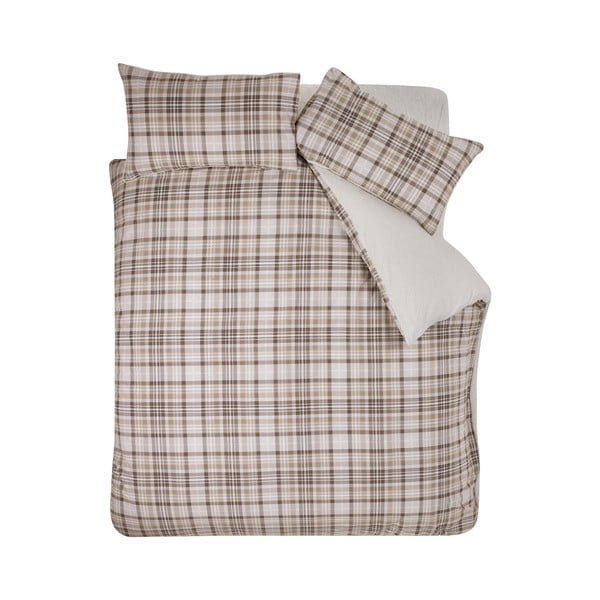 Pruun lambavillast pikendatud voodipesu kaheinimesevoodile 230x220 cm Cosy Sherpa Check - Catherine Lansfield