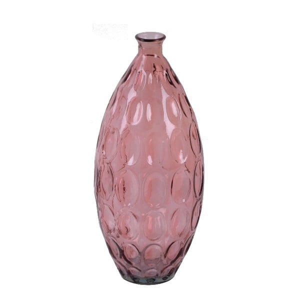 Růžová skleněná váza z recyklovaného skla Ego Dekor Dune, výška 45 cm