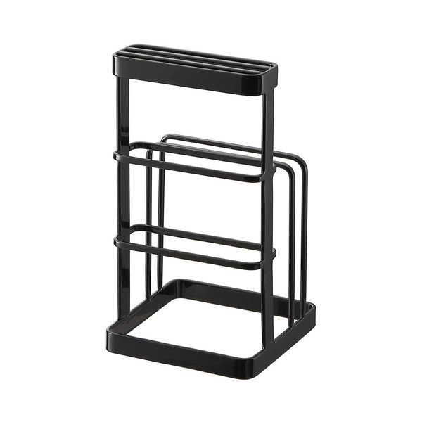 Černý stojan na nože a prkénka YAMAZAKI Tower