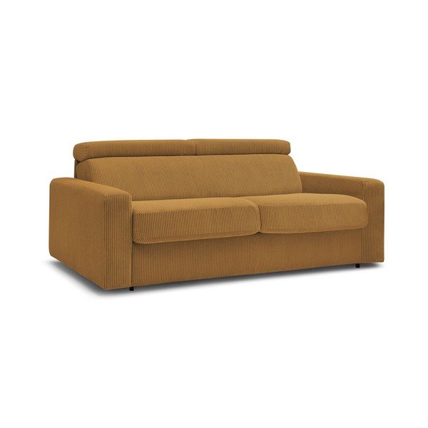 Sinepivärvi velvetist diivanvoodi 195 cm Monaco - Bobochic Paris-image-3