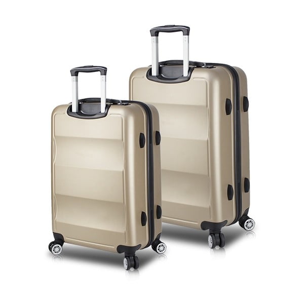 Sada 2 cestovních kufrů na kolečkách s USB porty ve zlaté barvě My Valice LASSO Cabin & Medium