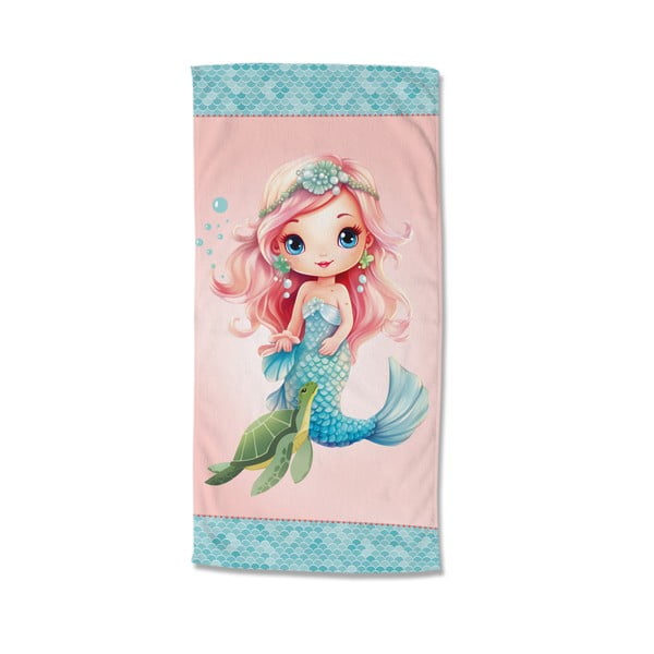 Sinine-roosa laste sametist rannarätik 75x150 cm Alisse - Good Morning