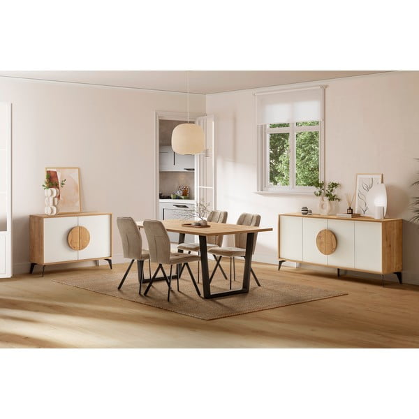 Madal kummut tammedekooriga valge-puiduvärvi 180x82 cm Vae - Marckeric-image-1