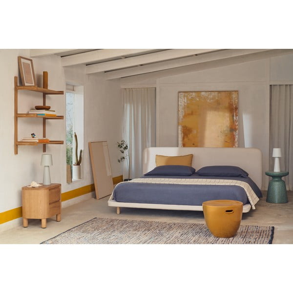 Beež polsterdatud kaheinimesevoodi 180x200 cm Odum – Kave Home-image-1